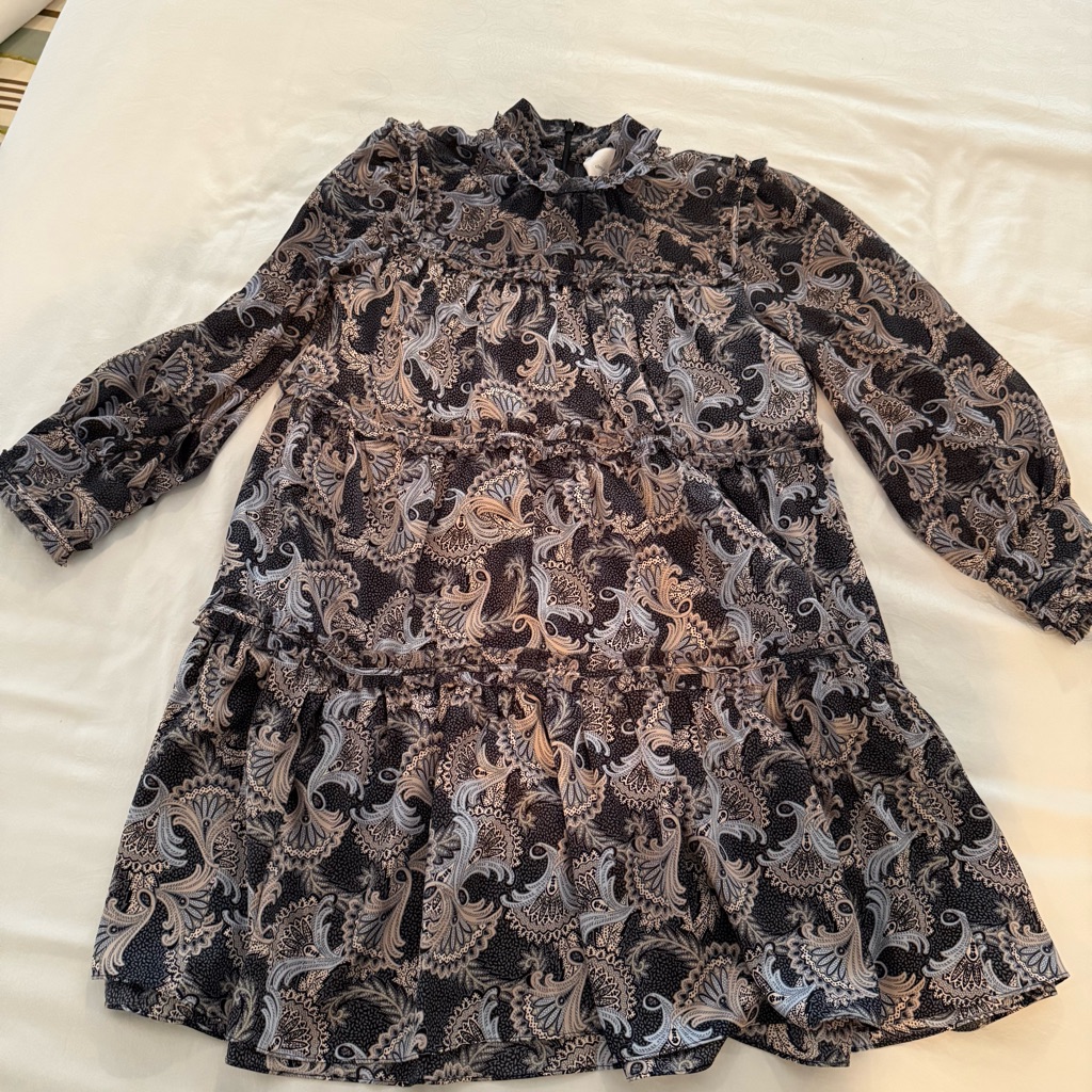 Cinq A Sept Navy And Light Tan Paisley Ryka Dress